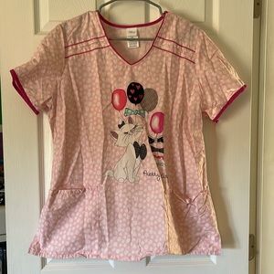 Pink Disney Marie scrub top